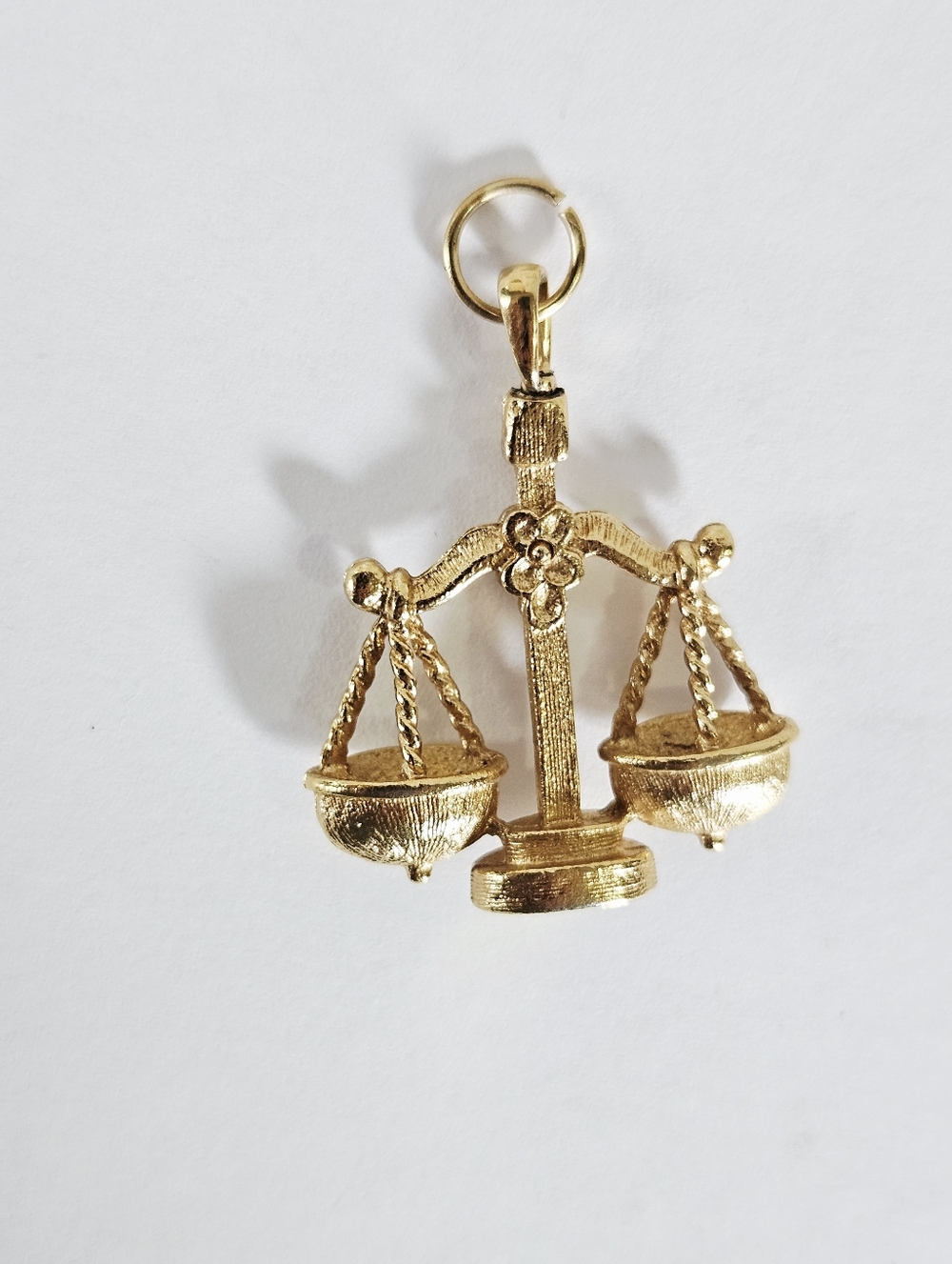 Scales Of Justice Astrological Textured Gold Plated Libra Zodiac Charm Pendant